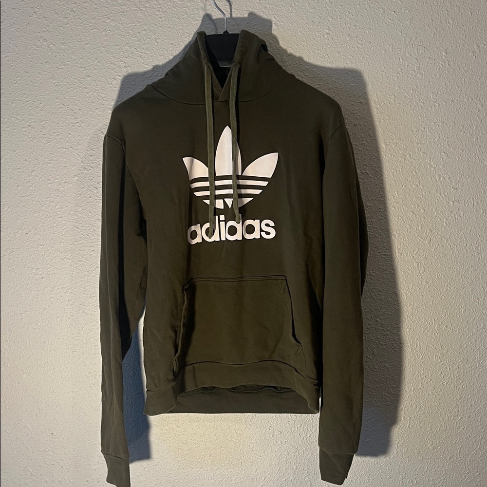 Adidas Dark Green Hoodie with White Logo